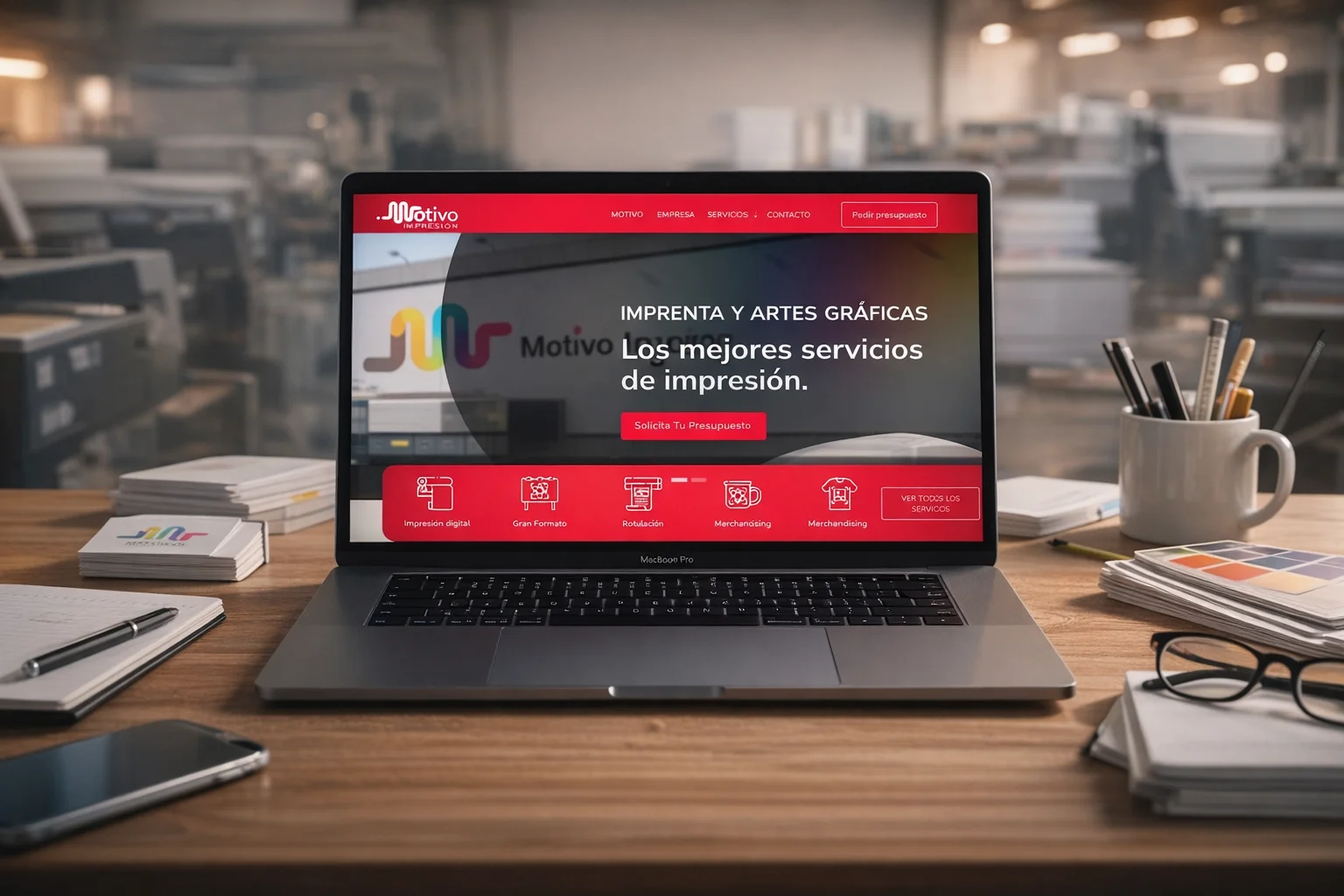 Mockup de la web de Motivo Impresión.
