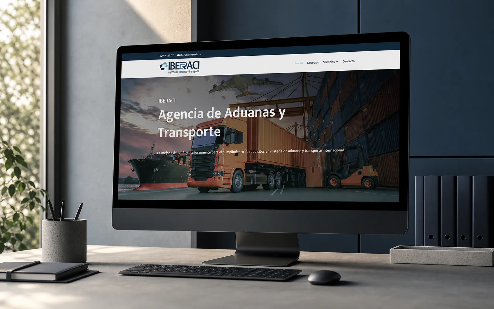 Recreación editorial con IA de la web real de Iberaci.