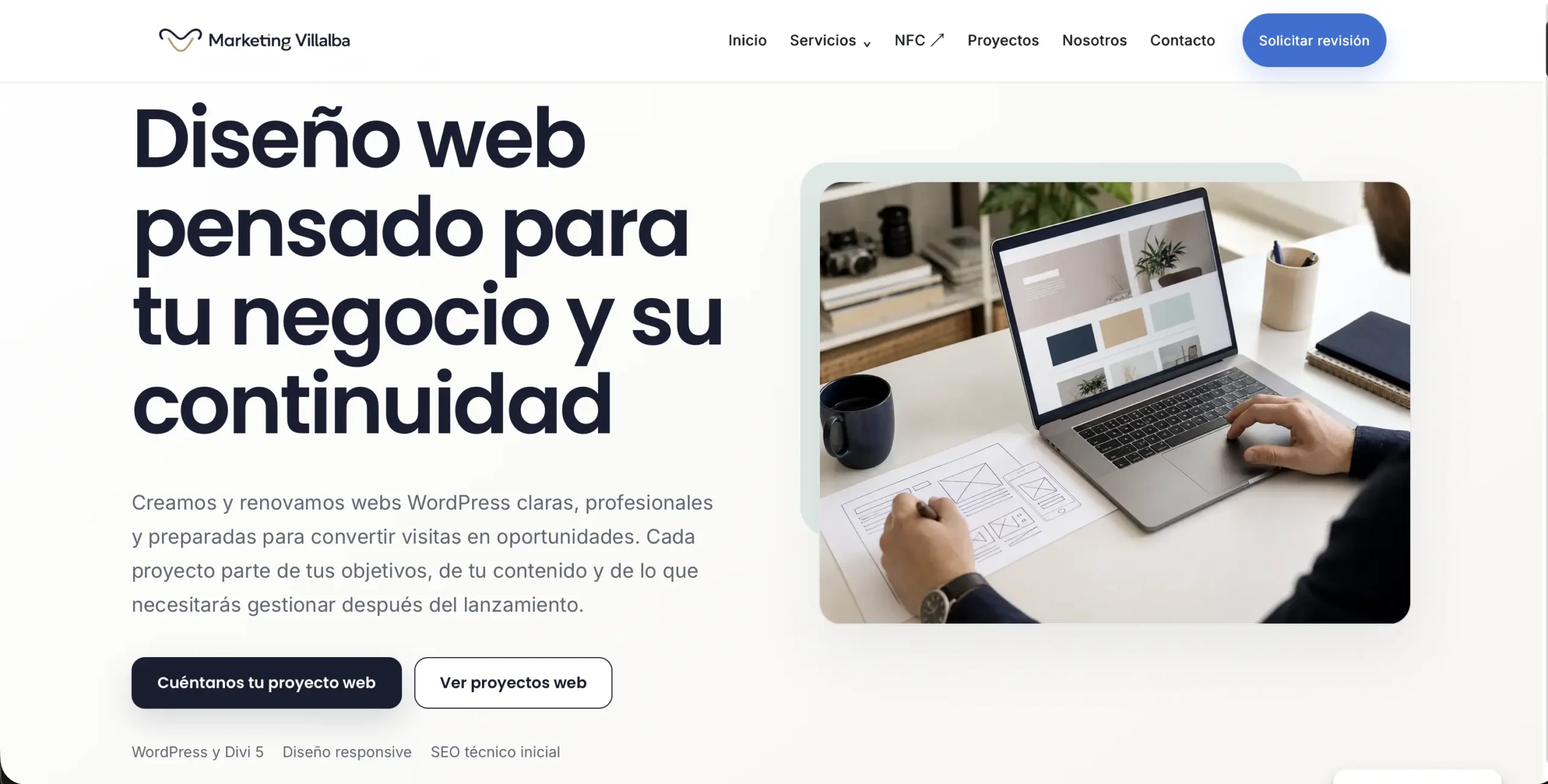 Página de diseño web de Marketing Villalba
