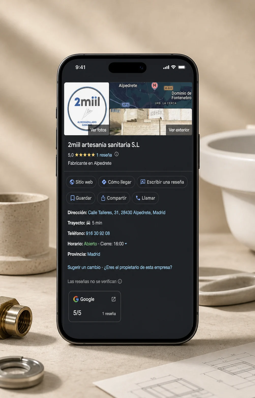 Recreación editorial con IA de la ficha de Google de 2Miil.