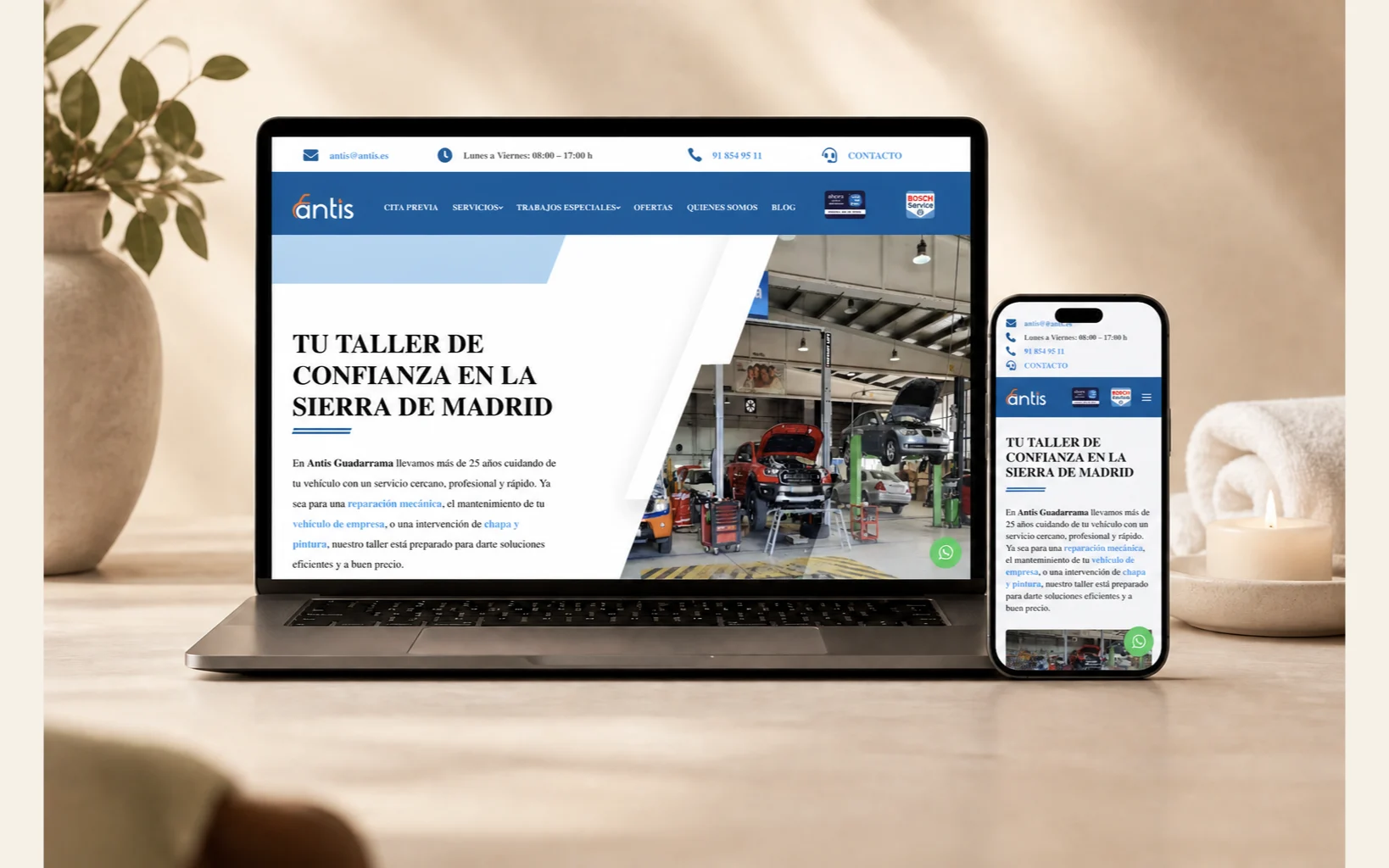 Recreación editorial con IA de la web de Antis Guadarrama.
