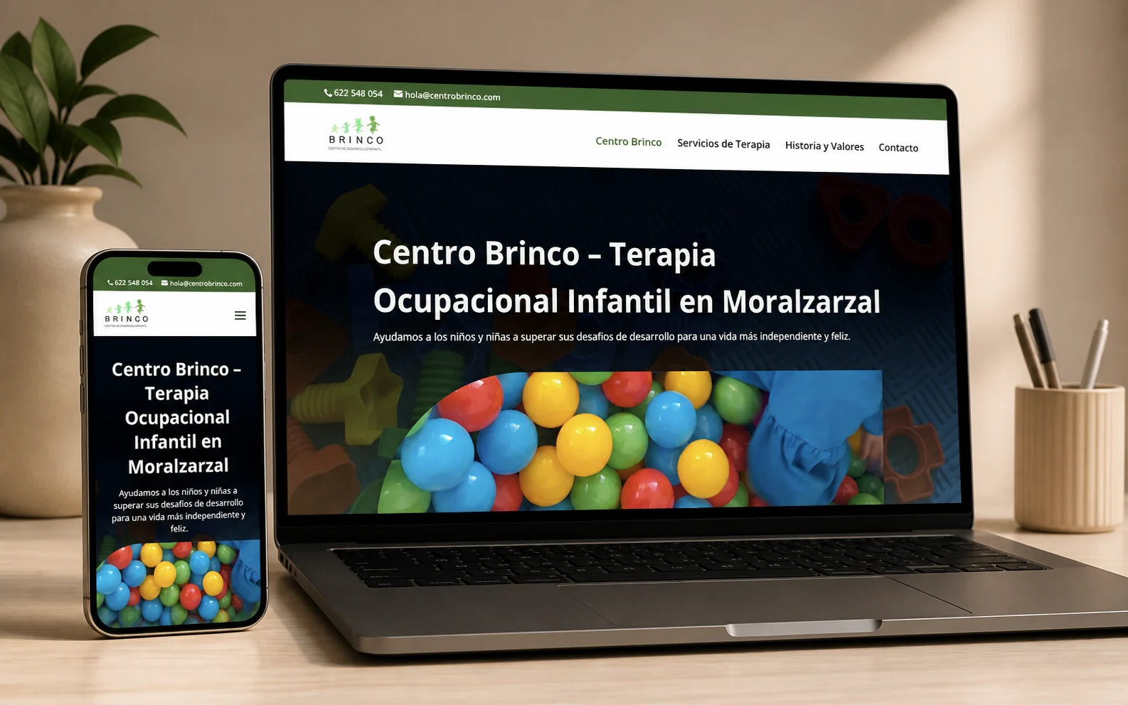Recreación editorial con IA de la web de Centro Brinco.