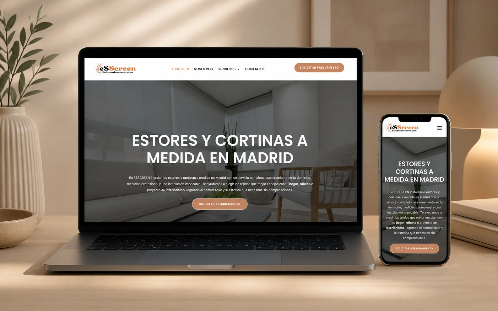 Recreación editorial con IA de la web de EsScreen.